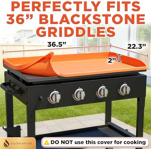 36" Silicone Griddle Mat - Flame Orange - Flat Top Grill Protector - Extra Thick Outdoor Protective Cover for 36 Inch Blackstone Griddles - High Heat Resistant, Food Grade Covering - by Golden Nature - Image 5