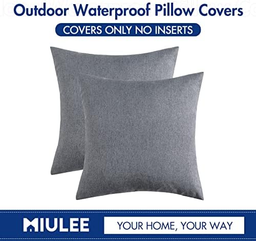 MIULEE Decorative Outdoor Pillow Covers Waterproof 16x16 Dark Grey - Image 6