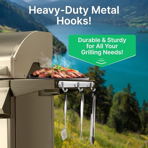 Grill Hooks for Utensils, Heavy Duty BBQ Utensil Rack with Screws - 2 Pcs - Image 7