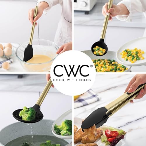 COOK WITH COLOR Silicone Cooking Utensils, Kitchen Utensil Set, Easy to Clean Silicone Kitchen Utensils, Cooking Utensils for Nonstick Cookware, Kitchen Gadgets Set with Holder, 11 Pieces - Image 4