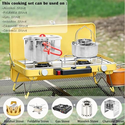 Foldable 18/8 Stainless Steel Camping Cookware 11pcs for 4-8 People - Image 6