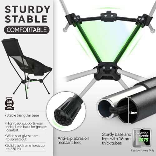 MARCHWAY Lightweight High Back Folding Camping Chair with Head Support - Image 4
