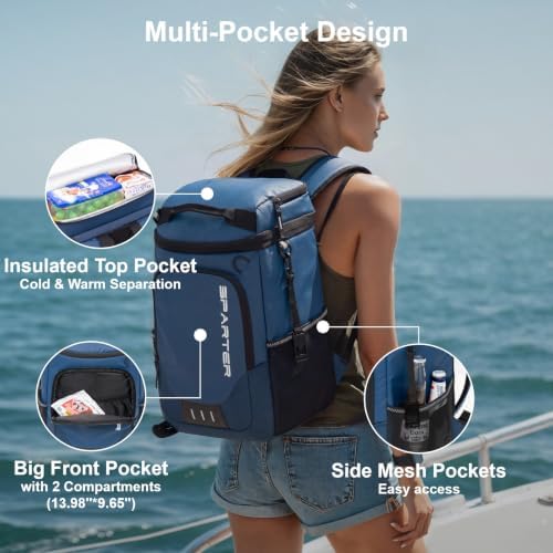 SPARTER Backpack Cooler Insulated 33/49 Can Leakproof Waterproof Bag Beach - Image 4