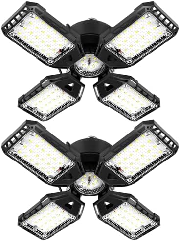 Aoretic LED Garage Lights Bulb 2 Pack -120W, 12000LM 6500K Led Shop Light with 4+1 Deformable Panels, Basement Barn Light Garages Ceiling Lights, E26/E27 for Garage, Warehouse, Shop by Aoretic