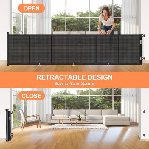 EZIGO 150 Inch Retractable Baby Gates Extra Wide Reinforced Baby Dog Gate - Image 6