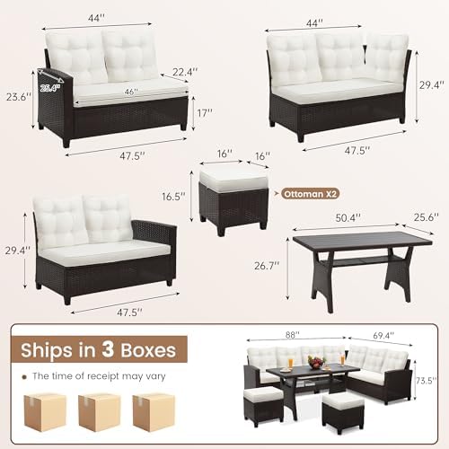 KROFEM 6 Piece Patio Furniture Set, Dining and Conversation Set - Image 2