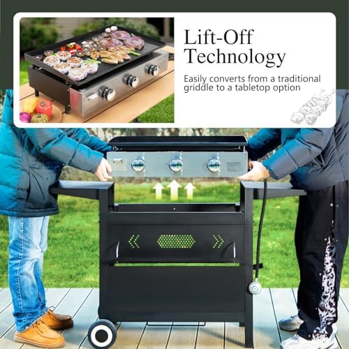 Sophia & William 28-Inch Flat Top Grill Outdoor Barbecue Griddle Black - Image 4