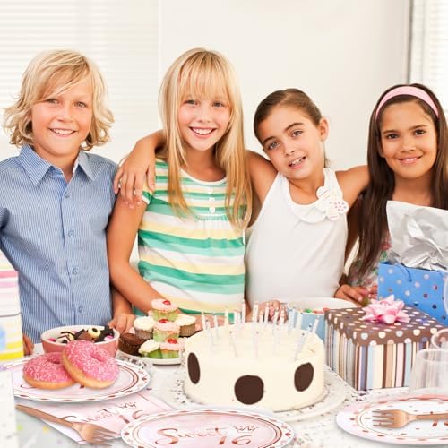 48Pcs Sweet 16 Party Decorations 16th Tableware Set Supplies Pink Disposable Birthday Plates Napkins Forks Serves 16 Sweet Sixteen Party Decorations For Girls - Image 6