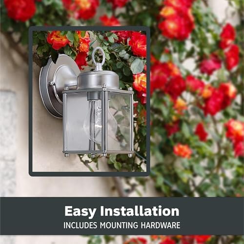 DESIGNERS FOUNTAIN Preston Outdoor Light Fixture, 8 Inch Exterior Wall Lantern Sconce for Front Door, Patio and Porch, Pewter, 1161-PW - Image 5