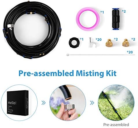 lifeegrn Misting Cooling System, Outdoor Misting System for Patio, 82 FT Misting Line+21 Mist Nozzles+3/4" Brass Adapter,Outdoor Mister System for Patio Garden Trampoline Greenhouse - Image 6