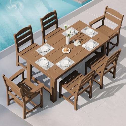 SERWALL HDPE Outdoor Dining Table and Chairs Set for 6 by SERWALL