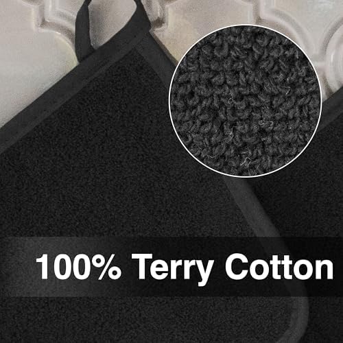 RITZ Terry Potholder & Hot Pad: Unparalleled Heat Resistant, Durable 100% Cotton – Ergonomically Designed for Optimal Grip – Easy-Care Machine Washable – 2-Pack, Black - Image 2