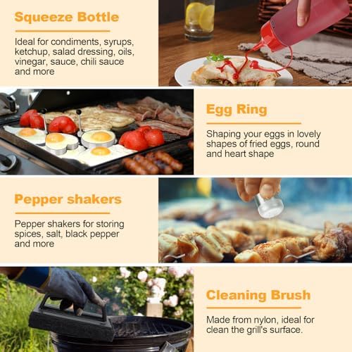 Terlulu Griddle Accessories Kit, 28 PCS Flat Top Grill Accessories for Blackstone and Camp Chef, Metal Spatula Set with Burger Press, Melting Dome, Tongs, Scraper, Carry Bag for Outdoor Grilling BBQ - Image 7