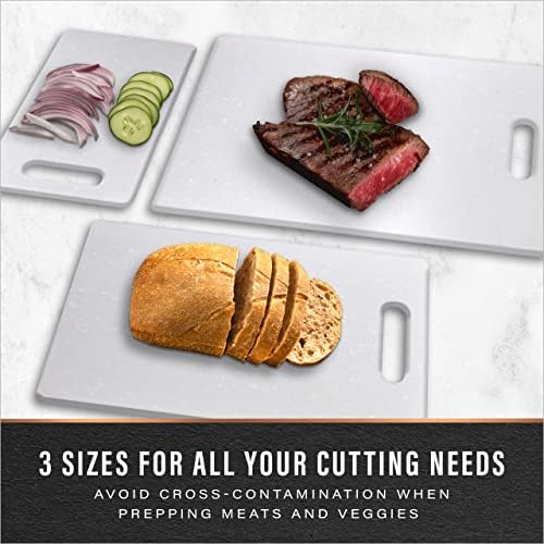 BINO Cutting Board - 3-Piece Chopping Boards | BPA-Free Plastic, Durable, Multipurpose, Dual-Sided, Dishwasher Safe, Easy to Clean | Charcuterie Accessories | Home & Kitchen Utensils Frosted Granite - Image 3
