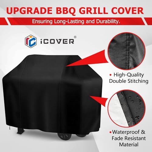 iCOVER 55 Inch Grill Cover, BBQ Grill Cover for Outdoor Grill, Anti-UV & Fade Resistant Gas Grill Cover, Waterproof Barbecue Grill Covers for Weber, Char-Broil, Nexgrill and More Grills. - Image 5