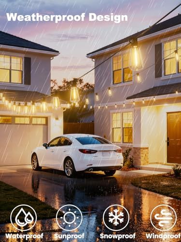 Svater Outdoor String Lights 25 FT, Patio Light Outside Waterproof 13 Bulbs - Image 2
