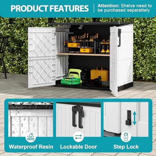 Outdoor Storage Shed 36 Cu Ft with Lockable Doors, Waterproof Storage Box for Backyards, Portable Outdoor Storage Cabinet Easy to Assemble - Image 4