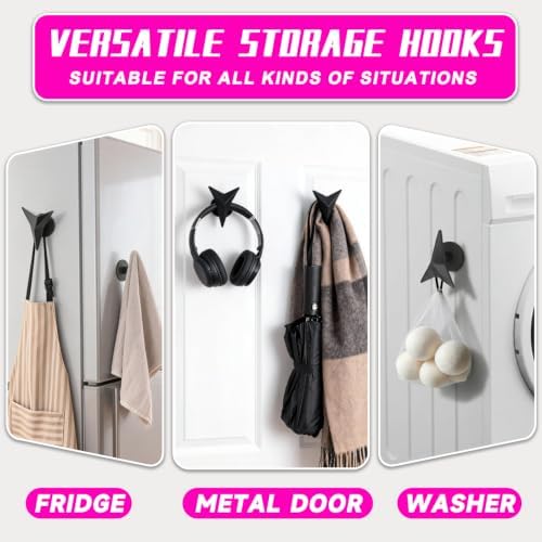 Magnetic Hook, Strong Magnetic Coat Hook Rack, Aluminium Rust-Proof Magnets Hook for Coat Towel Bag Unbrella Anti-Slip Rubber Neodymium Magnet with Hook for Fridge Front Door Washer - Image 7