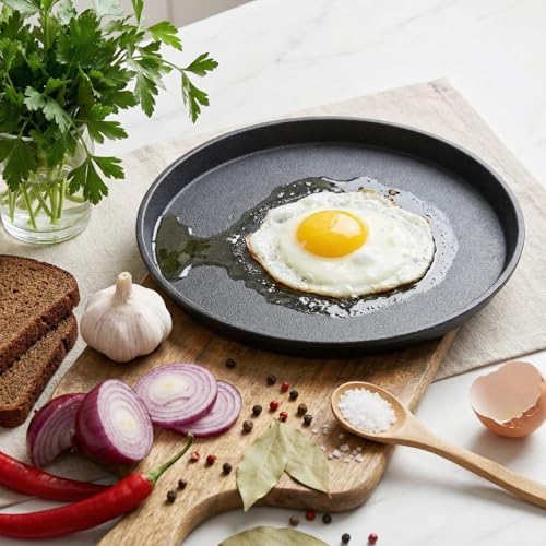 Maxdot 2 Pcs 11.4 Inch Cast Iron Grill Pan Round Pizza Pan Skillet for BBQ - Image 6