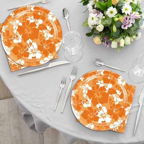 Orange Hawaiian Hibiscus Flowers Party Decorations for Kids Tropical Party Decorations 40PCS Hawaiian Flower Theme Party Plates and Napkins - Image 6