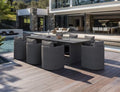 PURPLE LEAF Outdoor Dining Set 9 PC with Olefin Cushion U-Shaped Chair Grey by PURPLELEAF