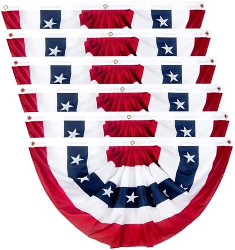 2 x 4 Ft American Bunting Flags Outdoor,US Flag Bunting for Outside, Patriotic Half Fan Bunting Flag Indoor Outdoor for 4th of July Independence Day Memorial Day (Set of 6) by NUOLAN