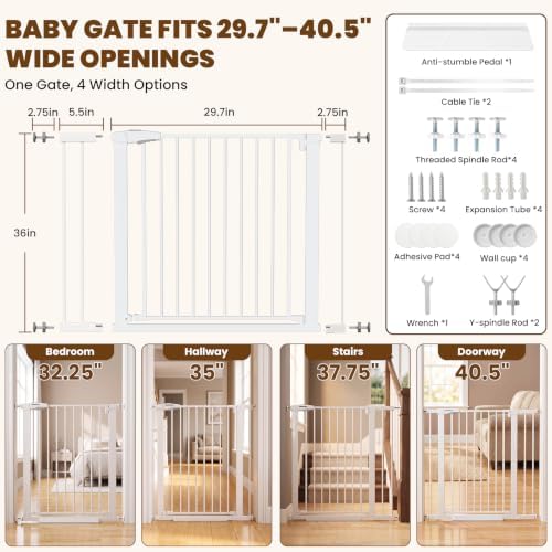 Mumeasy 36" Extra Tall Dog Gate,29.7"-40.5" Baby Gate for Stairs & Doorways - Image 2