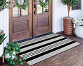 Striped Outdoor Rug 24"x51"Black and White Front Porch Rug Fall Decor by BUAGETUP