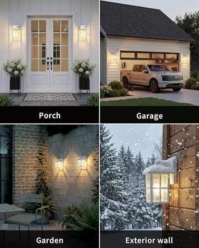 KDG White Outdoor Waterproof Modern Patio Wall Light Fixtures Set of 2 - Image 6