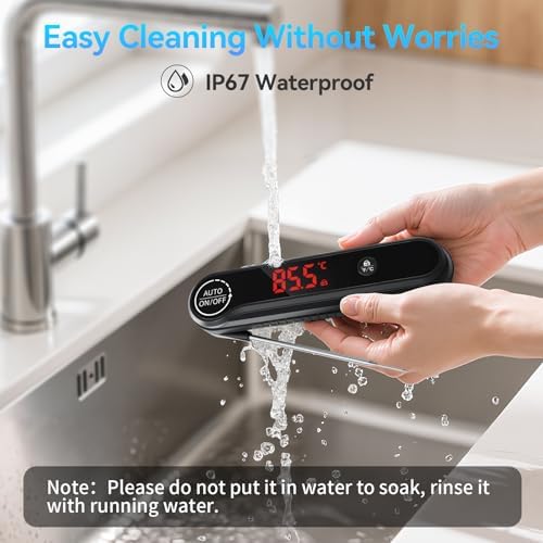 0.3s Instant Read Meat Thermometer, IP67 Waterproof (Black) - Image 6