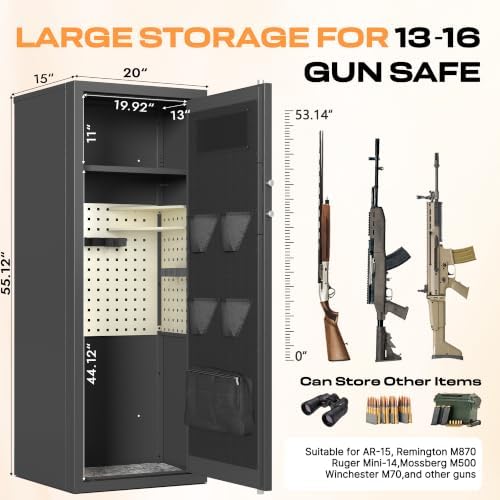 KAER 13-16 Biometric Gun Safe for Rifles and Pistols Fits Scoped RifleAR-15 - Image 3
