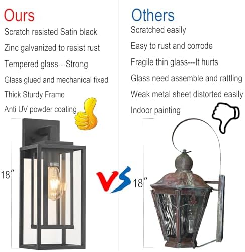 18" Double Cage Outdoor Wall Light, 2Pack Exterior Lantern Sconce - Image 3