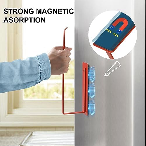 Magnetic Paper Towel Holder for Fridge Red,Heavy Duty Strong Magnet Backing for Toolbox,Grill,BBQ Griddles,RV Tailgates,Microwave,Fridge,Garage - Fit for Large Size of Paper Roll - Image 2