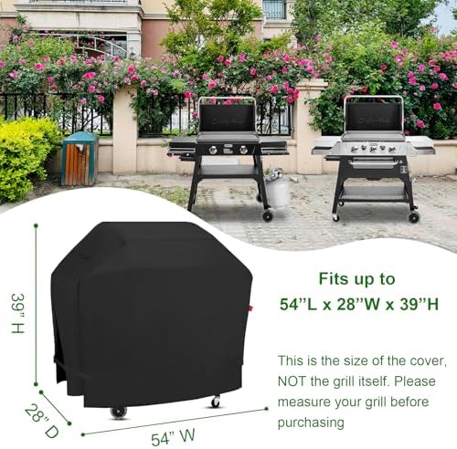 Outdoor Grill Cover Fits Cuisinart 28" Griddler and Broiler Combo CGG-9020 & 28" Griddle with Hood CGG-9748, Cover Geny Waterproof 600D Heavy Duty BBQ Griddle Covers, 54" L x 28" D x 39" H. - Image 2
