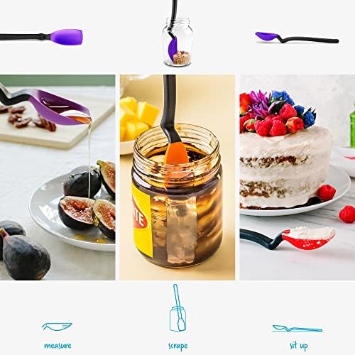 Dreamfarm Mini Supoon Non-Stick Sit-Up Silicone Scraping Cooking Spoon, Jar Scraper Measures 5ml Tsp - 8" Purple - Image 3