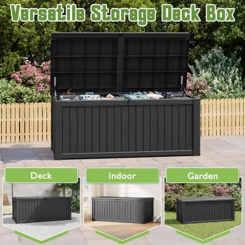 Outdoor Storage Waterproof Deck Box for Patio (220 Gallon, Black) - Image 5
