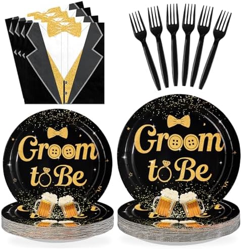 96 Pcs Groom to Be Bachelor Party Decorations for Men, Serves 24 by Greencian
