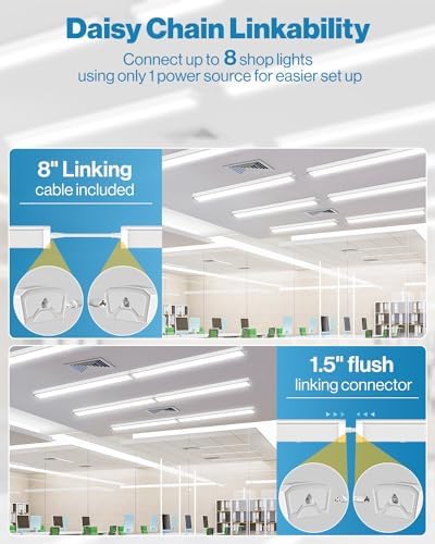 Sunco 20 Pack LED Shop Lights 4ft, Wraparound Fixtures, 40W=300W, Linkable - Image 3