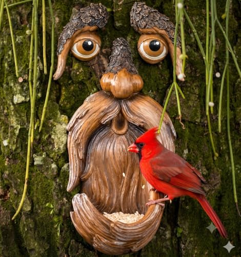 Tree Poetry Tree Faces Decor Outdoor – Bird Feeder, Weatherproof Resin by TreePoetry