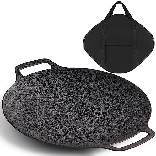 Korean Grill Pan with Nonstick 6-Layer Coating, 13" Round BBQ Griddle with Bag, Compatible for Induction, Gas Stove, Electric Cooktop, Indoor or Outdoor Grilling by Sanbege