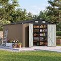 Patiowell 10x10 FT Storage Shed, Outdoor Metal Sheds, Brown by Patiowell
