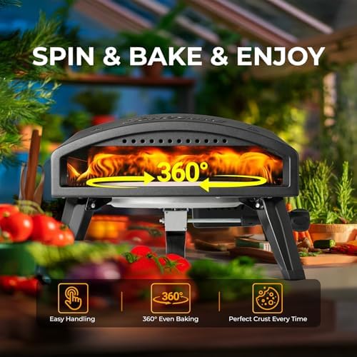 EchoSmile 12'' Gas Outdoor Pizza Oven, Propane Pizza Cooker 950°F, Black - Image 7