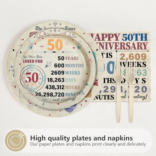 96 Pcs Happy 50th Anniversary Party Decorations, Serves 24 - Image 3