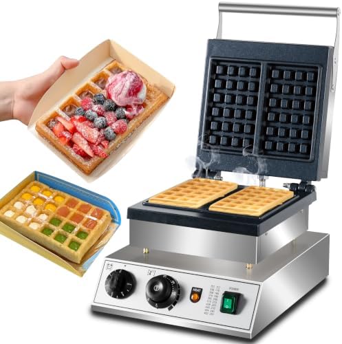 1600W Commercial 2-Slice Rectangular Belgian Waffle Maker by Unknown