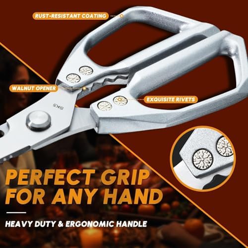 Huusk Kitchen Scissors for Food, Heavy Duty Kitchen Shears Set All Purpose - Image 5