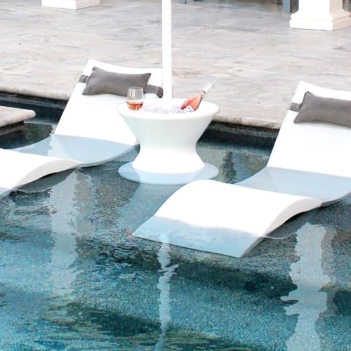 Ledge Lounger - Signature Tall Ice Bin Side Table with Umbrella Hole - Table Only, No Lid - All Weather, Outdoor Ice Chest Cooler Side Table - Water Depths 0-15” - for Pool, Sundeck, Patio - Image 2