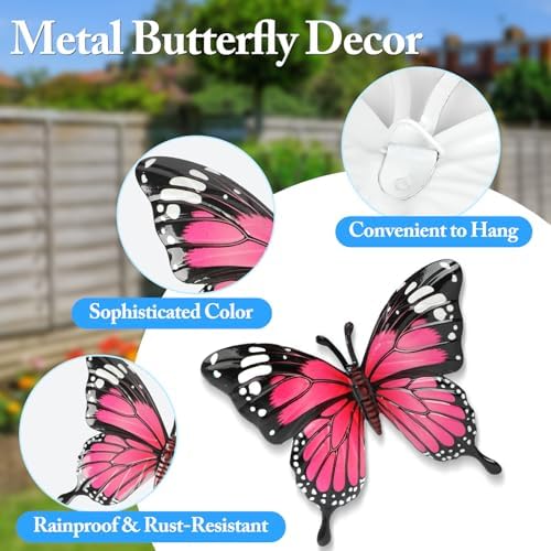 4 Pcs Metal Butterfly Decorations, 6.7'' Butterfly Wall Hanging Decor - Image 3