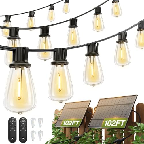 addlon 204FT(96*2) Solar String Lights Outdoor,Waterproof Dimmable 60+4 LED by addlon