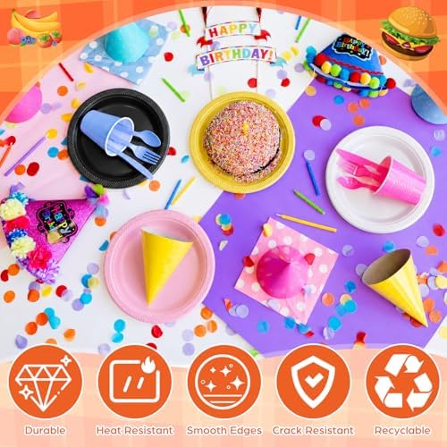 Plastic Plates 9 Inch Plastic Solid Round Party Dessert Dinner Plates for Weddings Party BBQs Birthday Camping and Anniversary (30, Yellow) - Image 5