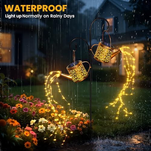 Solar Garden Lights Outdoor Decoration Flower Solar Watering Can Light - Image 3